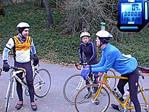 Bicycle riders dressed for winter riding 