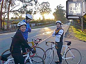 Bicycle Riders looking at weather forcast