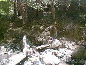 Trail across the river to the falls
